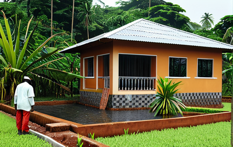 적도 기니에서 발생한 자연재해 사례 - Tropical Rain Adaptation**

"A resilient-looking home in Equatorial Guinea, constructed with strong ...