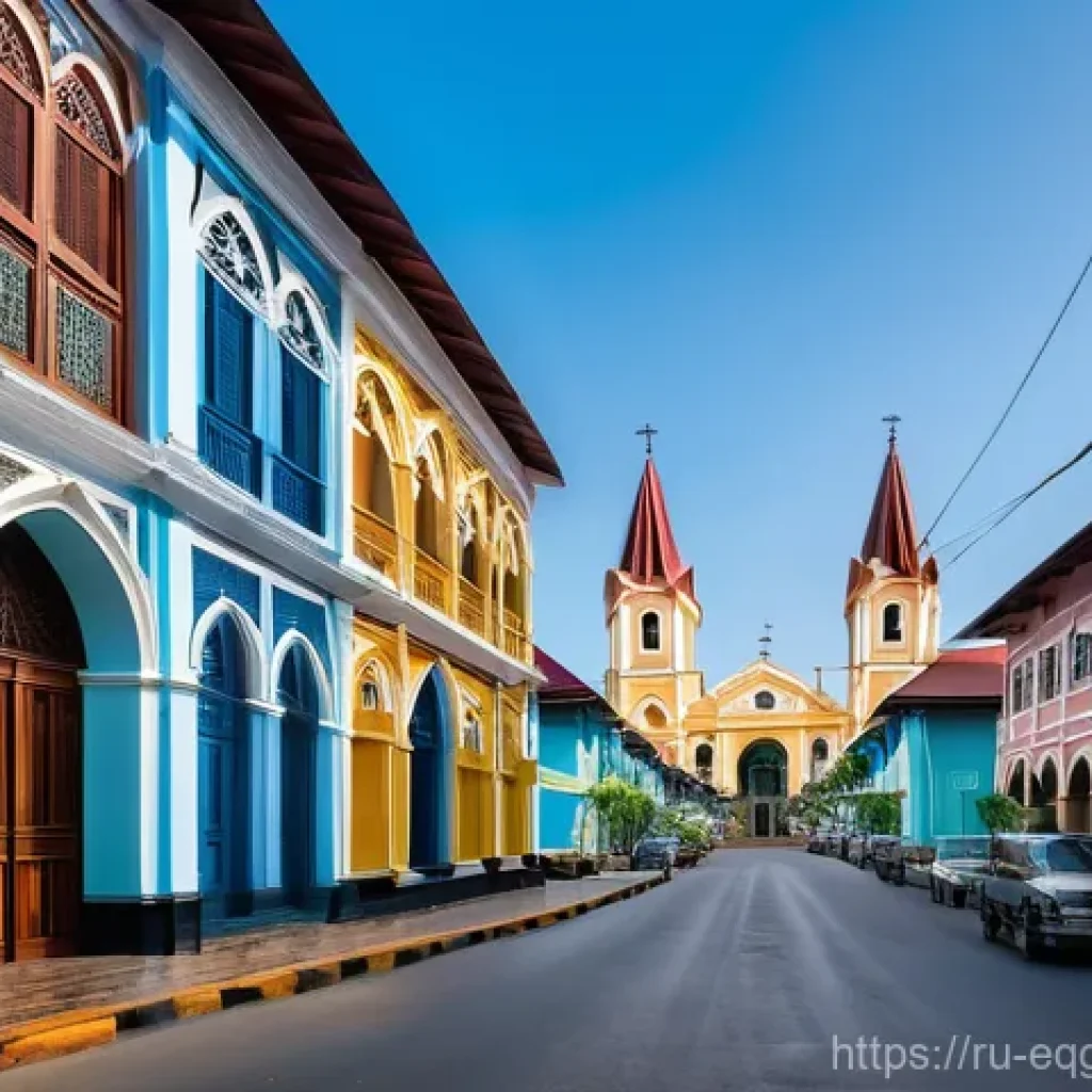 말라보 관광지 추천 - **Prompt 1: Majestic Malabo Cathedral and Colonial Street Scene**
    "A majestic, neo-Gothic cathed...