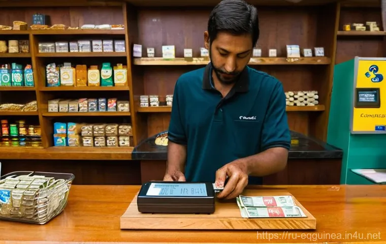 적도 기니에서 신용카드 사용 가능 여부 - **Prompt 2: Vibrant Market Cash Transaction**
    A lively scene at an open-air local market in Equa...