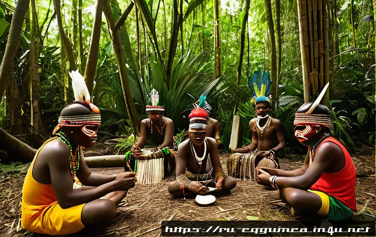 적도 기니의 전통 문화 - A vibrant traditional initiation ceremony in Equatorial Guinea&rsquo;s Fang tribe, featuring young partici...